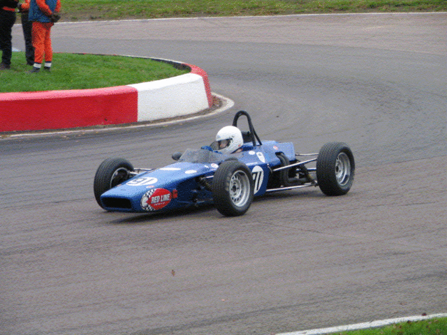 Allister in his historic formula ford. Mallory hairpin.